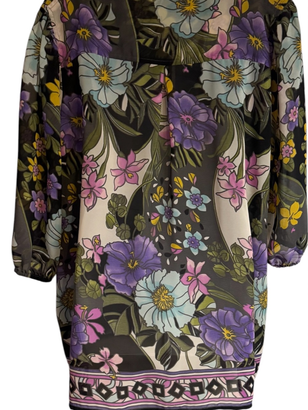 BEAUTIFUL Floral Button-Down Blouse in Black, Purple, Yellow, Pink PLUS 22 #11 - Picture 5 of 9
